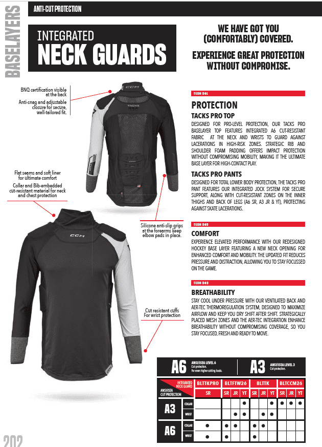 Unterwäsche CCM Tacks PRO Neck Guard LS Shirt SR